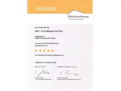 Ein Zertifikat, Auszeichnung, Logo oder anderes Dokument, das in der Unterkunft La Maison du Port Comfortable holiday residence ausgestellt ist