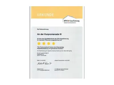 Ein Zertifikat, Auszeichnung, Logo oder anderes Dokument, das in der Unterkunft On the spa promenade ausgestellt ist