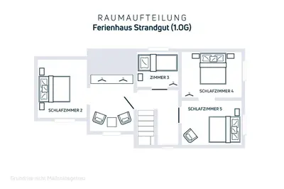 Grundriss der Unterkunft Charmantes und ruhiges Ferienhaus - Strandnah und ideal für große Gruppen - mit Fahrradunterstellplatz und Parkplatz