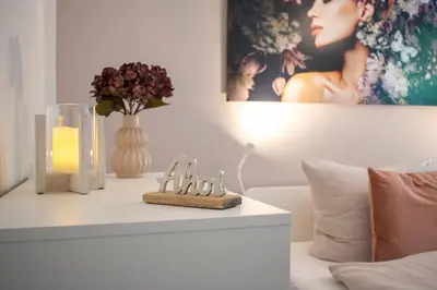 Ein Sitzbereich in der Unterkunft Ferienwohnung Küstenschatz - Timmendorfer Strand