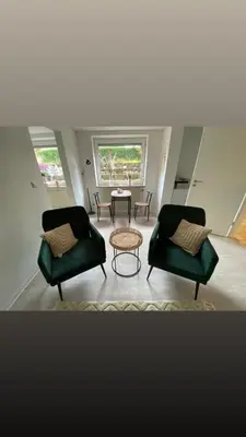 Ein Sitzbereich in der Unterkunft Lerchenhaus