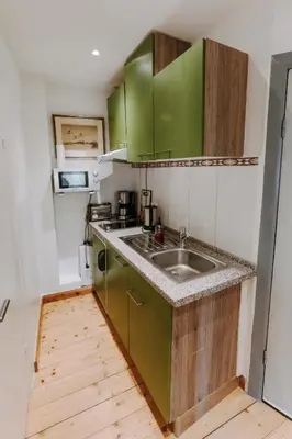Küche/Küchenzeile in der Unterkunft Apartments in der Blocksquerstraße