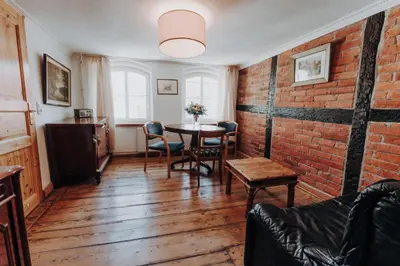 Ein Sitzbereich in der Unterkunft Apartments in der Blocksquerstraße