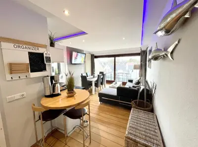 Küche/Küchenzeile in der Unterkunft Ferienwohnung Strandperle - nur 150m zum Strand