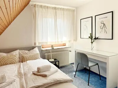 Ein Bett oder Betten in einem Zimmer der Unterkunft Ferienhaus mit Garten und idyllischer Ruhe