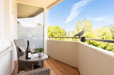 Ein Balkon oder eine Terrasse in der Unterkunft Ferienwohnung Pier 51 Scharbeutz
