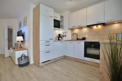 Küche/Küchenzeile in der Unterkunft Haus Ostseeallee 33 Appartement 8 Strandhafer