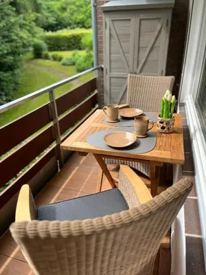 Ein Balkon oder eine Terrasse in der Unterkunft Strandbude-Scharbeutz 30 m vom Strand