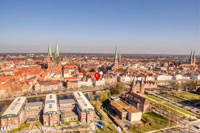 Ein allgemeiner Blick auf Lübeck oder ein Stadtblick von der Ferienwohnung aus