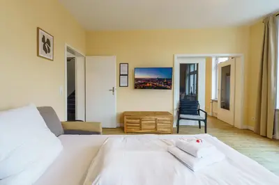 Ein Bett oder Betten in einem Zimmer der Unterkunft Apartment mit Wasserblick
