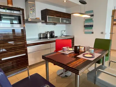 Küche/Küchenzeile in der Unterkunft Beachside 2-Zimmer-Wohnung mit Meerblick