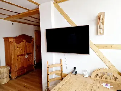 TV/Unterhaltungsangebot in der Unterkunft Klanggarten - Yoga, Wald, Stadtrand