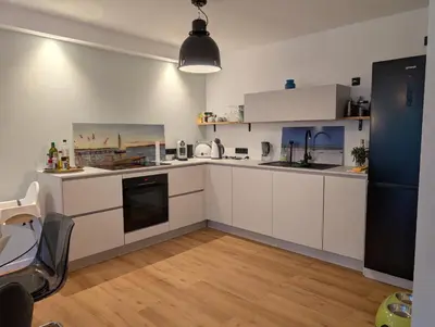 Küche/Küchenzeile in der Unterkunft Ruhige Terrassenwohnung in Strandnähe Sierksdorf für bis zu 4 Personen