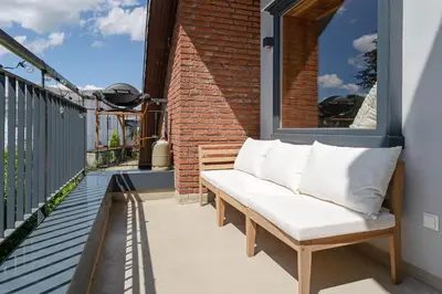 Ein Balkon oder eine Terrasse in der Unterkunft Strandloiper