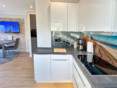 Küche/Küchenzeile in der Unterkunft Haus im Breitenkamp Little Suite Dream Haffkrug Appartement 6