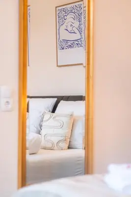 Ein Bett oder Betten in einem Zimmer der Unterkunft Apartment mit Traveblick