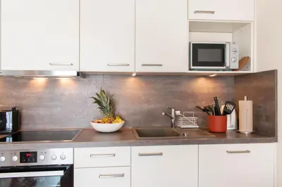 Küche/Küchenzeile in der Unterkunft Ferienwohnung Sanddorn - Scharbeutz