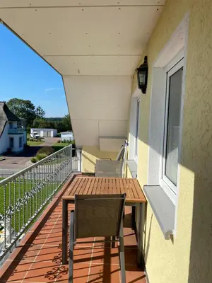Ein Balkon oder eine Terrasse in der Unterkunft Haus zum Strand Seestern
