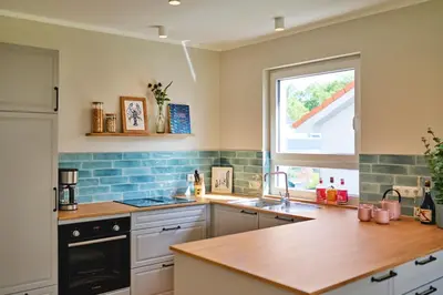 Küche/Küchenzeile in der Unterkunft Lykke Hus - Wohnung Mathildas Garten EG