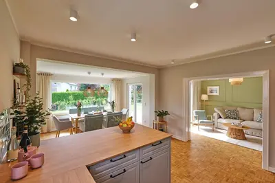Ein Sitzbereich in der Unterkunft Lykke Hus - Wohnung Mathildas Garten EG