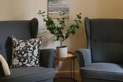Ein Sitzbereich in der Unterkunft Ferienwohnung bei Lübeck
