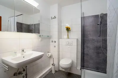Ein Badezimmer in der Unterkunft Kleiner Knurrhahn Scharbeutz 300 m zum Strand