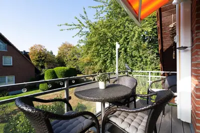 Ein Balkon oder eine Terrasse in der Unterkunft Gorch-Fock-Park App 32 Stranddüne