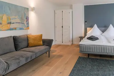 Ein Sitzbereich in der Unterkunft Haffperle - Strandgold