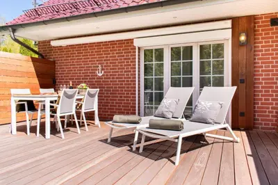Ein Patio oder anderer Außenbereich in der Unterkunft Ferienwohnung Neptuns Garden Haffkrug