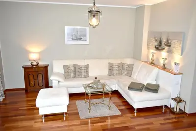 Ein Sitzbereich in der Unterkunft Ostseeallee 35 Ferienwohnung OstseeSchätzchen