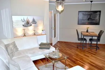 Ein Sitzbereich in der Unterkunft Ostseeallee 35 Ferienwohnung OstseeSchätzchen