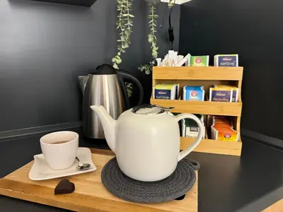 Kaffee-/Teezubehör in der Unterkunft FeWo Königin der Hanse - im Herzen der Altstadt, 3 Zimmer, Wifi
