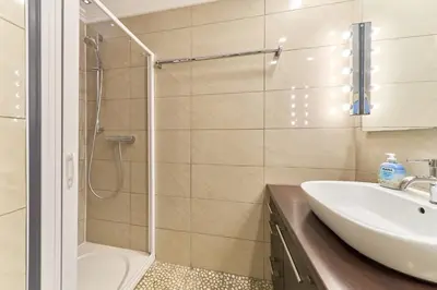 Ein Badezimmer in der Unterkunft Höppnerweg 5 Timmenplatz
