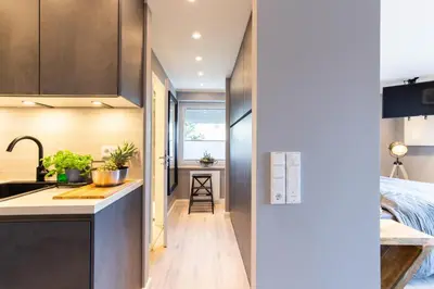 Küche/Küchenzeile in der Unterkunft Ferienwohnung Ocean Drive 94 Scharbeutz - Appartement mit Meerblick