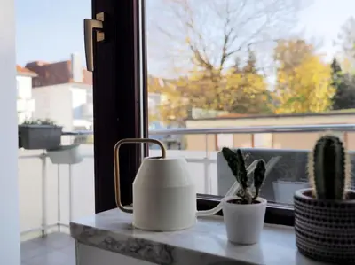 Ein Balkon oder eine Terrasse in der Unterkunft Altbauwohnung im Herzen Lübecks