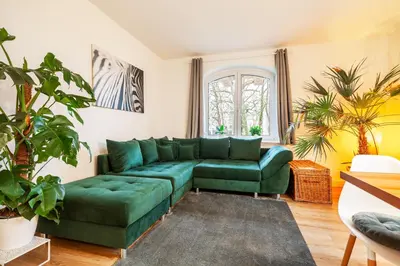 Ein Sitzbereich in der Unterkunft Eco-Apartment - Nähe Trave mit Terrasse