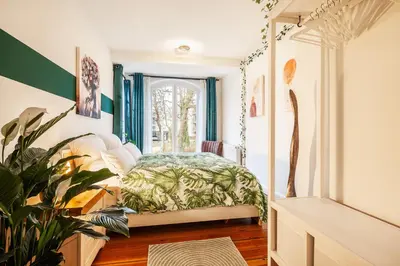 Ein Bett oder Betten in einem Zimmer der Unterkunft Eco-Apartment - Nähe Trave mit Terrasse