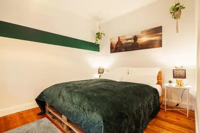 Ein Bett oder Betten in einem Zimmer der Unterkunft Eco-Apartment - Nähe Trave mit Terrasse