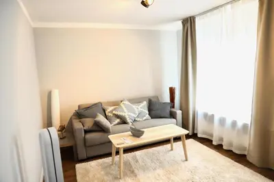 Ein Sitzbereich in der Unterkunft Apartments Meerzeit D