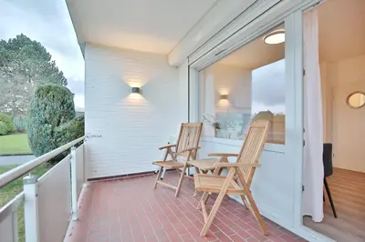 Ein Balkon oder eine Terrasse in der Unterkunft Ferienhaus Dornkampstraße 1 a Ferienhaus Dornkampstrasse 1a Appartement 2
