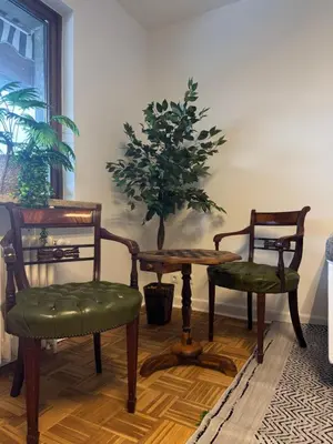Ein Sitzbereich in der Unterkunft Gemütliche Ostsee Oase, 3 Zimmer mit Balkon in Bad Schwartau