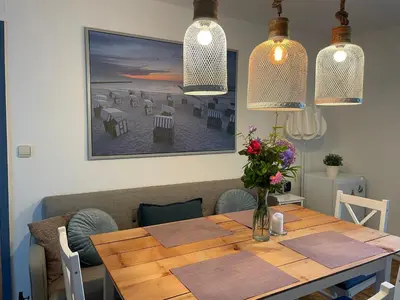 Ein Sitzbereich in der Unterkunft Geibel-Haus Bungalow Sunset bis 4 Personen