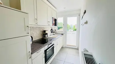 Küche/Küchenzeile in der Unterkunft Ferienwohnung Strandblick