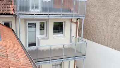 Ein Balkon oder eine Terrasse in der Unterkunft Ferienwohnung Strandblick