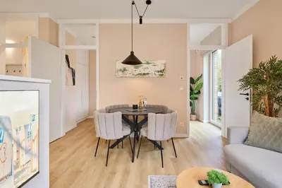 Ein Sitzbereich in der Unterkunft Saltwater House Scharbeutz Seven Seas Scharbeutz