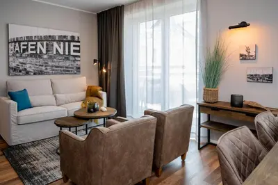 Ein Sitzbereich in der Unterkunft 4Hafenzeiten - NIE2 Heimat