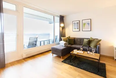 Ein Sitzbereich in der Unterkunft Ferienwohnung Residenz App. 116 Timmendorfer Strand