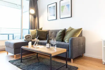 Ein Sitzbereich in der Unterkunft Ferienwohnung Residenz App. 116 Timmendorfer Strand