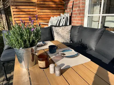 Ein Sitzbereich in der Unterkunft Cosy Dream Scharbeutz