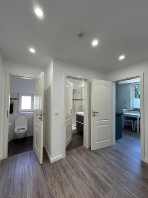 Ein Bett oder Betten in einem Zimmer der Unterkunft Ferienwohnung am Uniklinik Lübeck